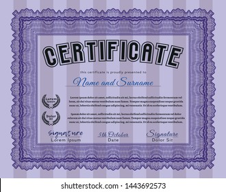 Violet Diploma template. Printer friendly. Nice design. Detailed. 