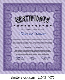 Violet Diploma template. With quality background. Customizable, Easy to edit and change colors. Artistry design. 