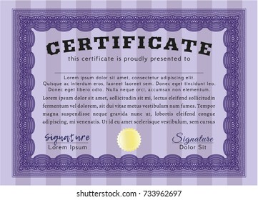 Violet Diploma template. With quality background. Customizable, Easy to edit and change colors. Modern design. 