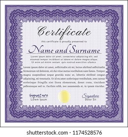Violet Diploma template. Retro design. Customizable, Easy to edit and change colors. With quality background. 