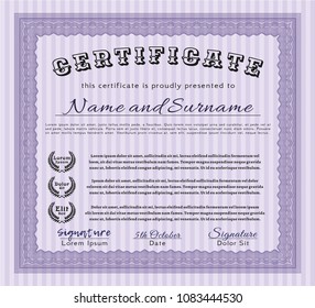 Violet Diploma template. Superior design. With quality background. Customizable, Easy to edit and change colors. 