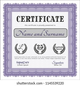 Violet Diploma template. Superior design. With quality background. Detailed. 