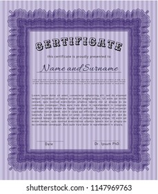 Violet Diploma template. Vector illustration. With quality background. Lovely design. 