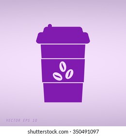 Violet Disposable coffee cup icon. vector icon