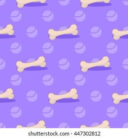 Violet dog bone seamless pattern. Colorful vector illustration. Flat design. Dog accessories. Pattern can be used as wrapping paper, background, fabric print, web page backdrop, wallpaper and more
