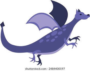 Violet dragon vector illustration. Cute dragons in cartoon style