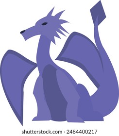 Violet dragon vector illustration. Cute dragons in cartoon style