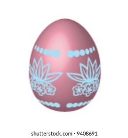 Violet easter egg with cyan ornament - vector