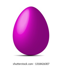 Violet egg isolated on white background. Easter object template. Vector illustration.