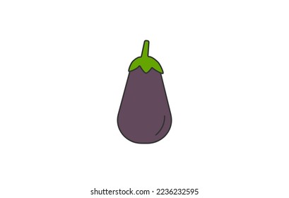 Violet eggplant. Eggplant flat design vector illustration isolated on white background. Vegetarian food. Healthy diet. Vector illustration design.