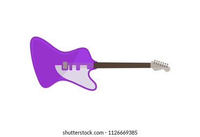 Violet electric guitar, rock music instrument vector Illustration on a white background