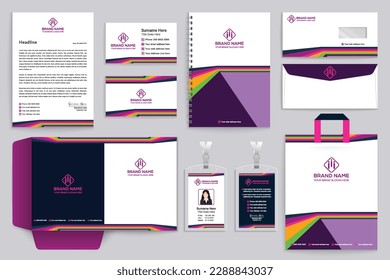 violet elegant corporate stationery design
