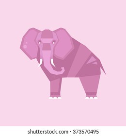 Violet Elephant. Stylized Vector Illustration Pastel shades background
