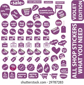 violet extra large shop stickers set.vector