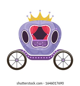 Violet fairytale royal carriage on a white background. Vector illustration