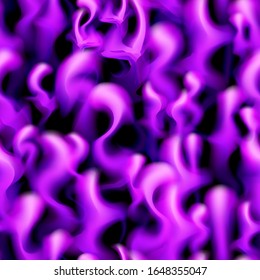 Violet fire seamless pattern background. Purple neon flame vector illustration. Blaze design.