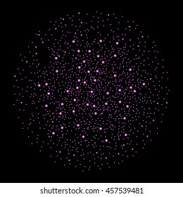 Violet fireworks isolated on black background. Vector illustration