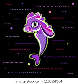 Violet fish with big eyes.
