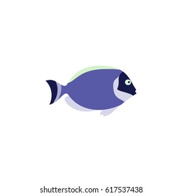 Violet fish vector illustration icon. Aquarium fishes flat style isolated on white background. Tropical, sea, aquarium fish colorful flat design