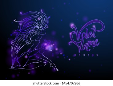 Violet flame. Divine energy. Angel. Transmutation. The Flame Of St. Germaine. Vector.