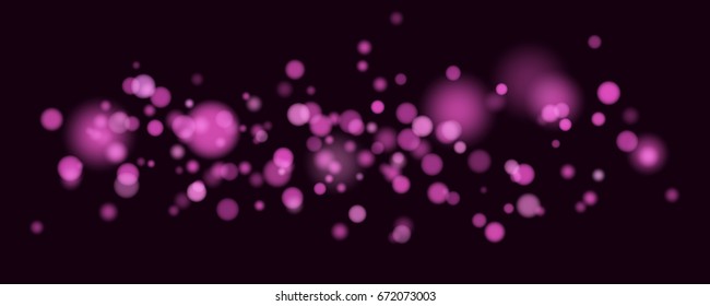 Violet flare bokeh in motion. Abstract background with violet lights. Footage for the photo. Horizontal vector illustration