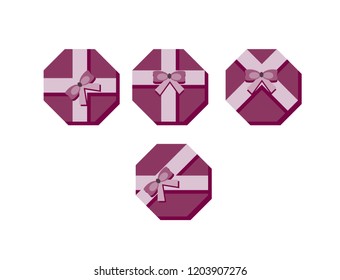 Violet flat present boxs concept isolated on white background. Vector illustration.