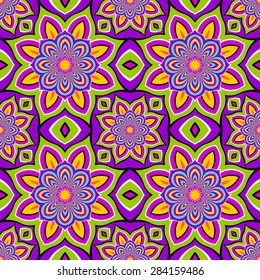 Violet floral background (optical expansion illusion). Seamless pattern.