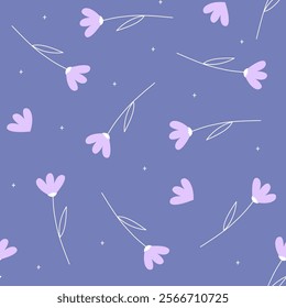 violet floral midnight garden magical seamless pattern 