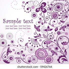 Violet floral postcard