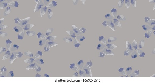 Violet Floral Seamless Pattern. Viola Flower On Gray