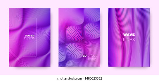 Violet Flow Cover. Neon Minimal Shapes. Business Distorted Lines. 3d Movement Background. Pink Distorted Texture. Flow Brochure. Design Cover. 3d Geometric Shapes.