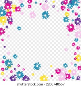 Violet Flower Background Transparent Vector. Chamomile Fashion Design. Colorful Floral Young. Retro Texture. Sophistication Bright Plant.