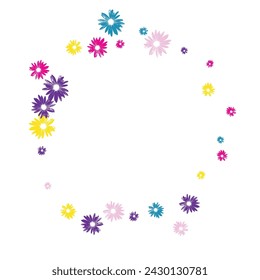 Violet Flower Background White Vector. Garden Decor Texture. Colorful Chamomile Botanical. Style Tile. Sweetie Bright Daisy.