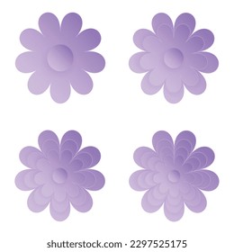 Violet Flower, Element of floral paper cut. Paper cut of flower shape. Icon of valentine day, gift, ornament, love and spring symbol. Illustration of floral.
