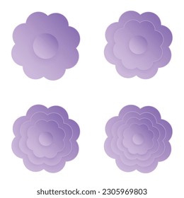 Violet Flower, Element of floral paper cut. Paper cut of flower shape. Icon of valentine day, gift, ornament, love and spring symbol. Illustration of floral.