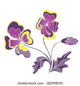 Violet flower isolated on white. Vector element for your design