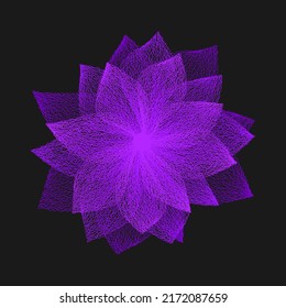 Violet flower on a black background. Vector illustration