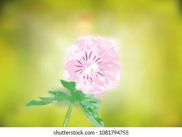 Violet flower on a green background. Vector illustration.