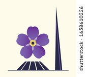 Violet violet flower on a white background. Symbol of the Armenian Genocide. Memorial Day April 24, 1915. Tsitsernakaberd is a memorial complex in Yerevan.