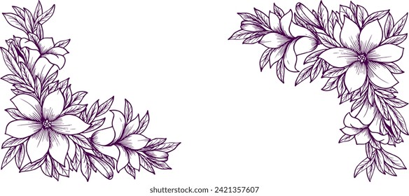 violet flower outline bloom decorative design background