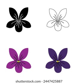 Violette Blume Vektorgrafik Clipart Set 