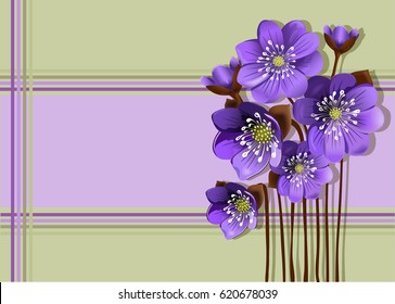 Violet flowers in a frame