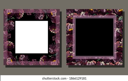 Flores violentas marco Plantillas para postales 