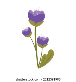 Violet Flowers Icon Isolated Flat