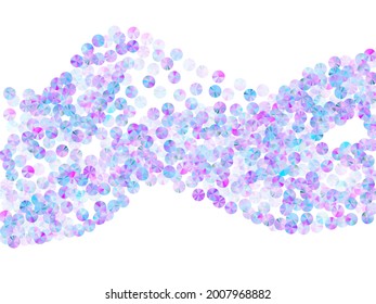 Violett-Folie Konfetti-Plakatvektor-Zusammensetzung. Elegante, liebevolle Sequenzelemente, Partydekor. Geburtstags Konfetti-Streuung wirbelnde Muster.