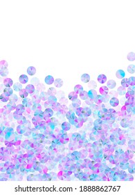 Violetfolie Konfetti Streuung Vektorzusammensetzung. Helle, leuchtende Weitwinkelpartikel - Urlaub glitzert die Draufsicht. Festtagskonfetti-Plakat flackernde Textur.