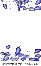 Folleto de fondo blanco del vector de resorte violeta. Ilustración De La Caída Del Iris. Violáceas Dejan Una Planta Transparente. Pancarta de hierbas.