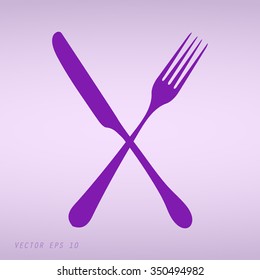 Violet  fork and knife - illustration 