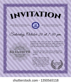 Violet Formal invitation. With background. Customizable, Easy to edit and change colors. Excellent design. 