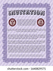 Violet Formal invitation. With background. Elegant design. Vector illustration. 